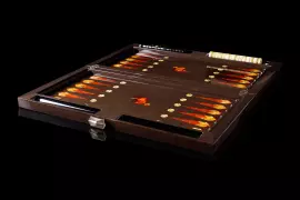 Backgammon made of stained oak and amber "Leopard" collection "Legends of the world"
